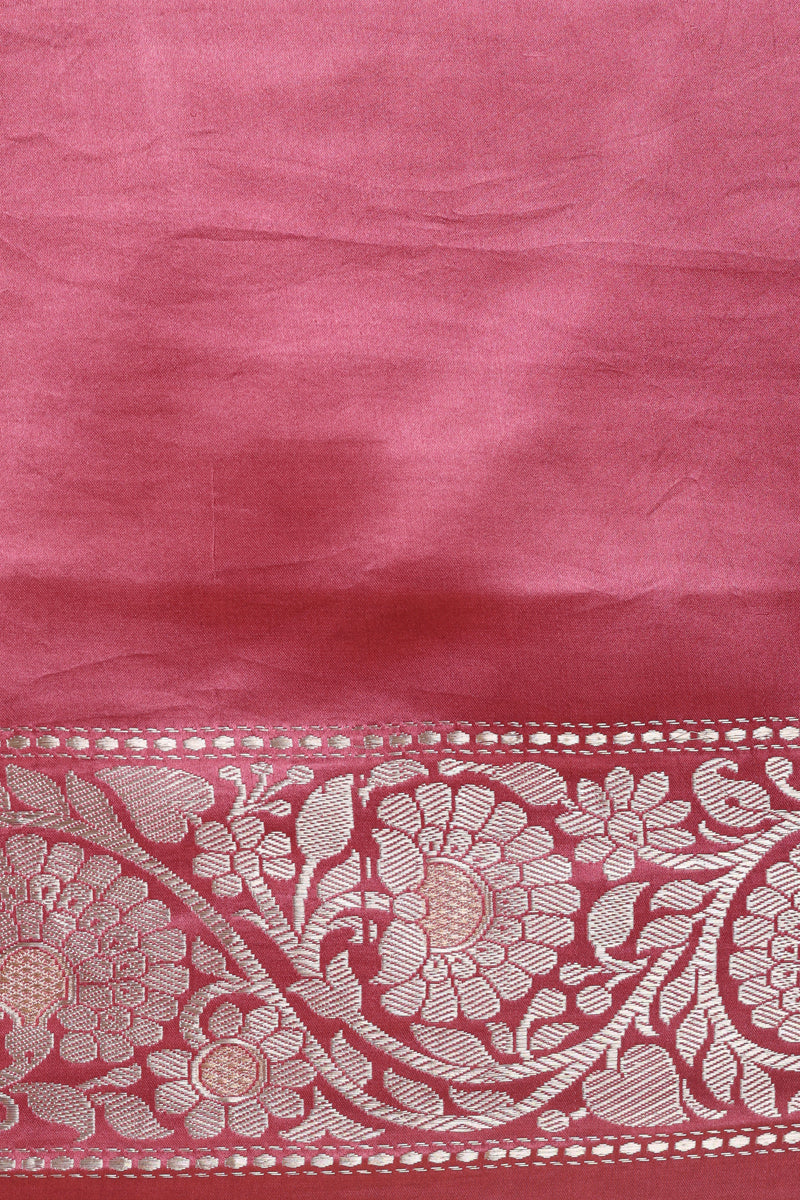 Lotus Pink Shaded Pure Mashru Silk Handwoven Banarasi Saree