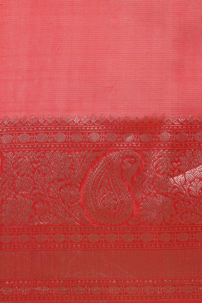 Red Pure Kora Handloom Banarasi Saree