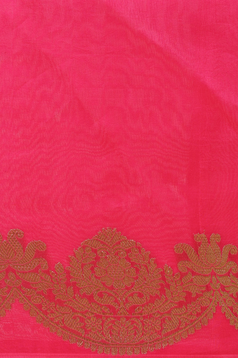 Lemon Yellow Scallop Pure Kora Silk Handwoven Banarasi Saree