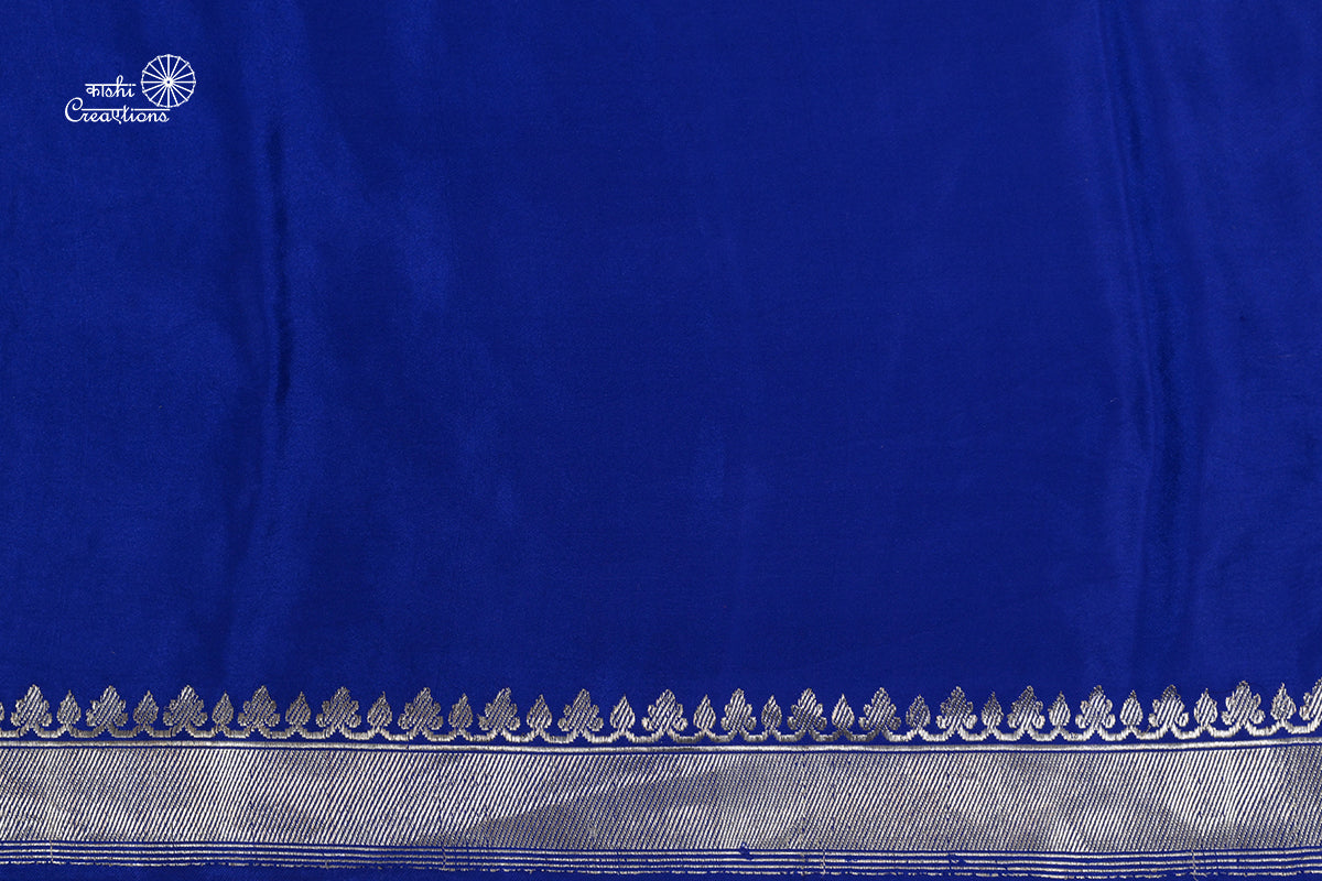 Royal Blue Pure Mashru Silk Handwoven Banarasi Saree