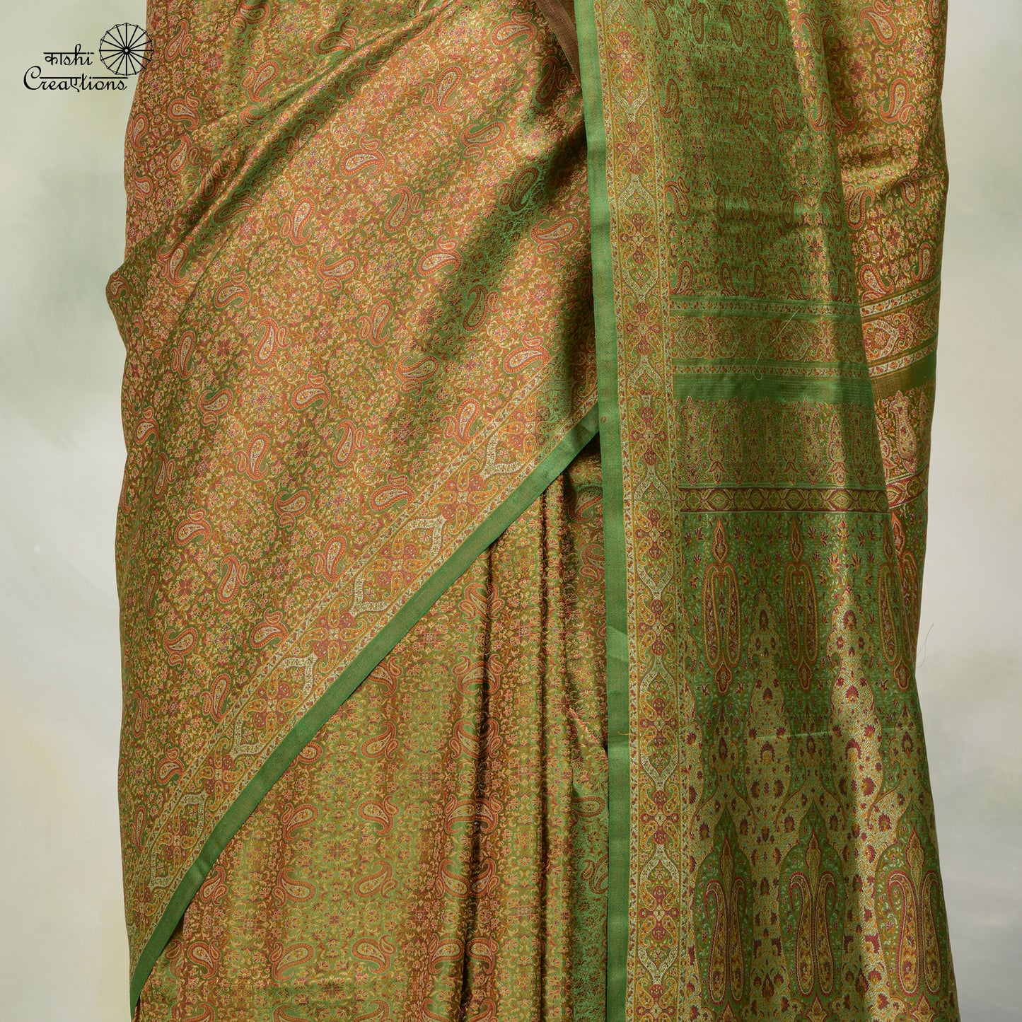 Mehndi Green Tanchui Jamawar Pure Katan Silk Handloom Banarasi Saree with Zari