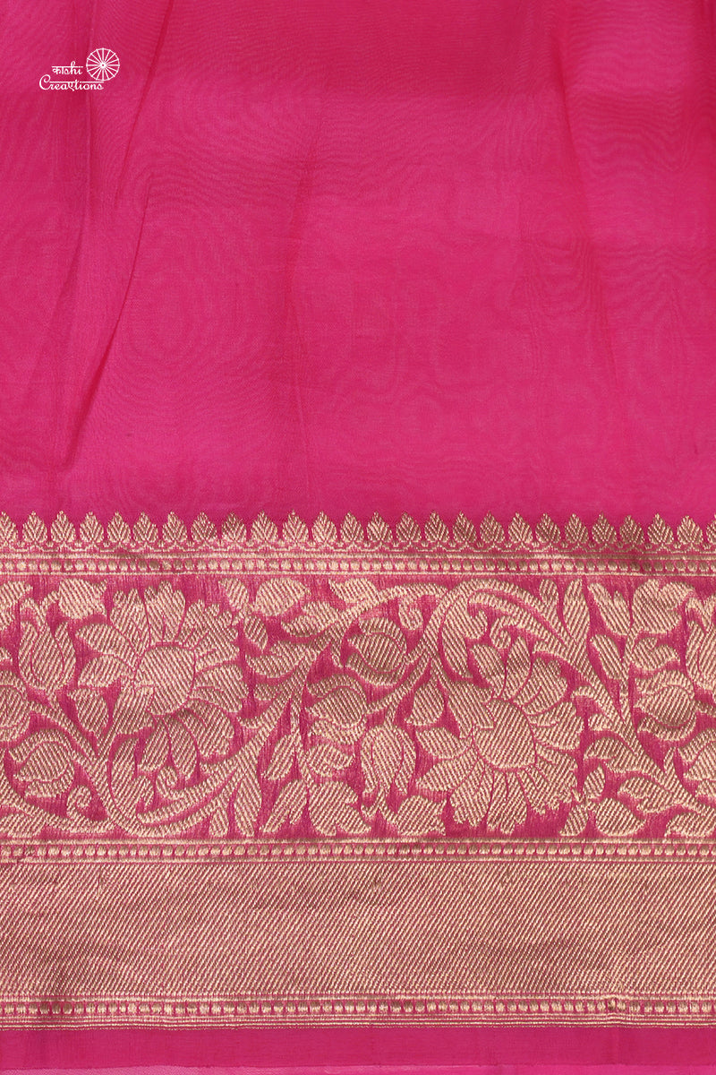Black and Pink Pure Kora Silk Handloom Banarasi Saree