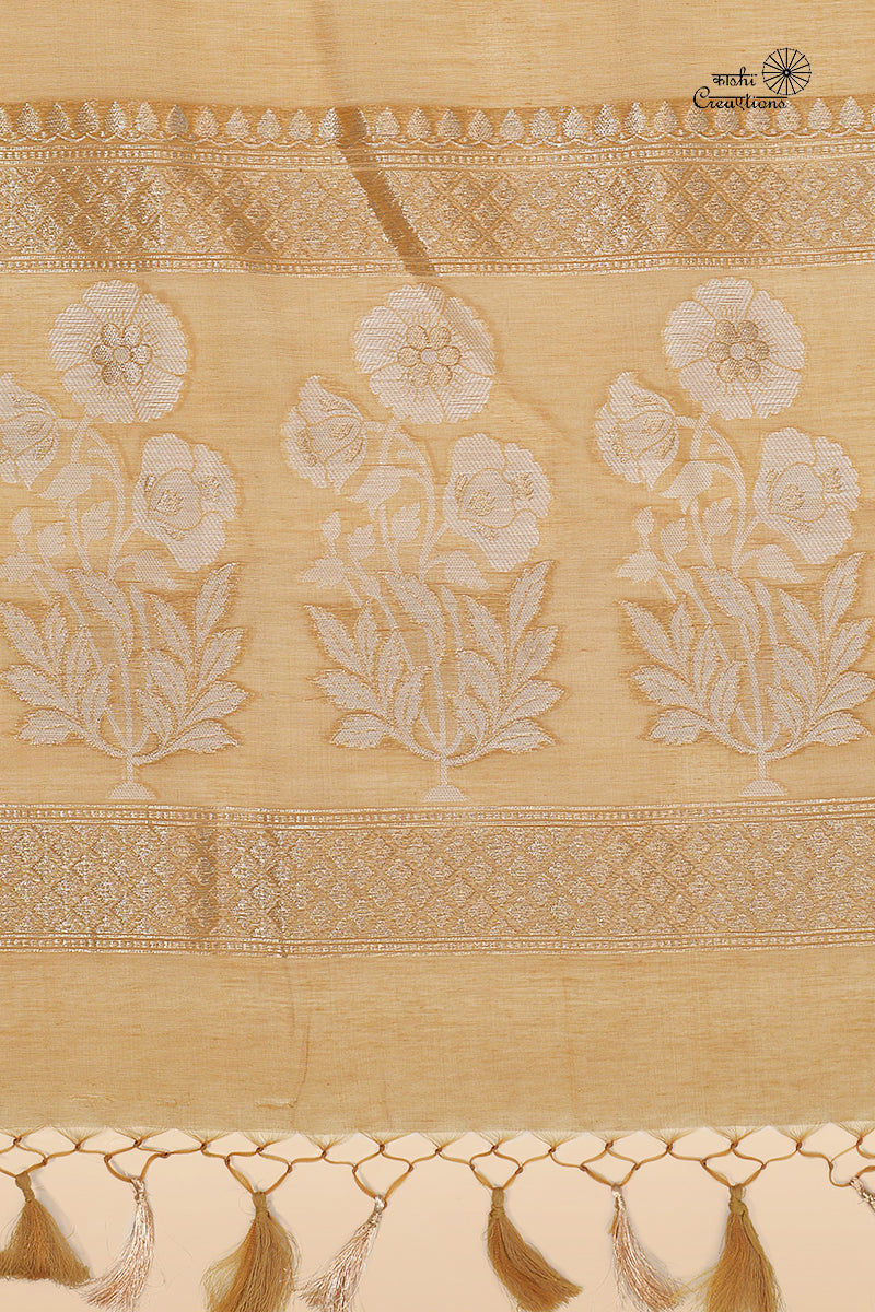 Chestnut Brown Pure Kora Cotton Handloom Banarasi Suit Set