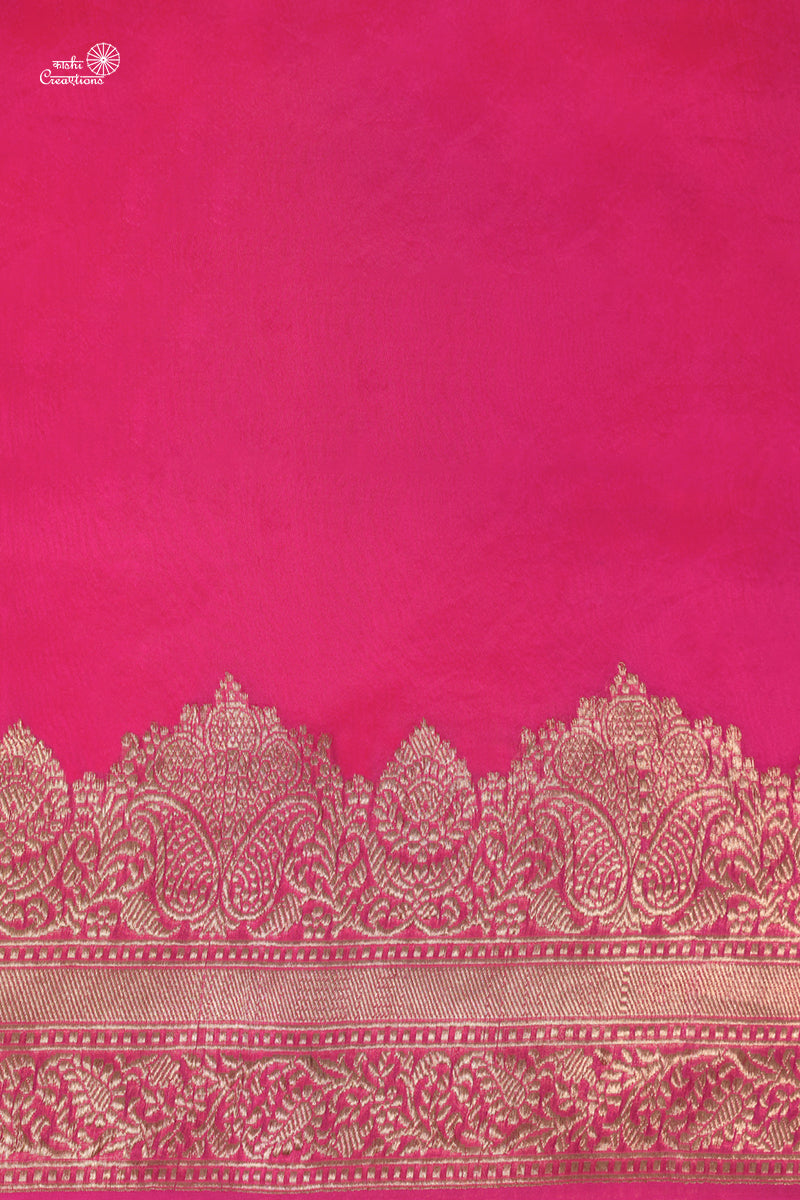 Powder Pink and hot Pink Shaded Pure Kora Silk Handloom Banarasi Saree