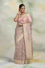 Load image into Gallery viewer, Light Lavender Pure Kora Silk Jamdani Handwoven Banarasi Saree
