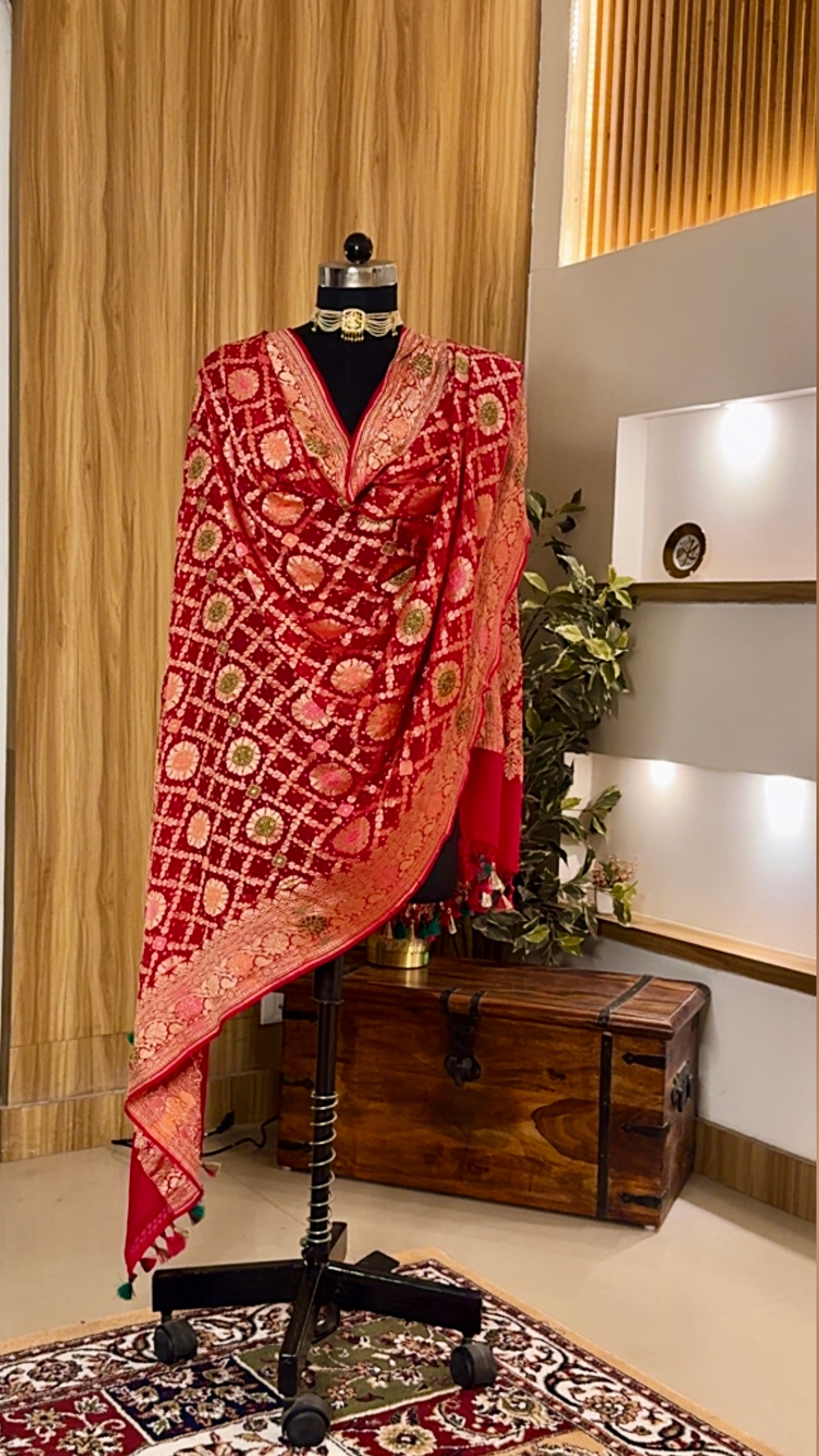 Red Pure Georgette Silk Handwoven Dupatta