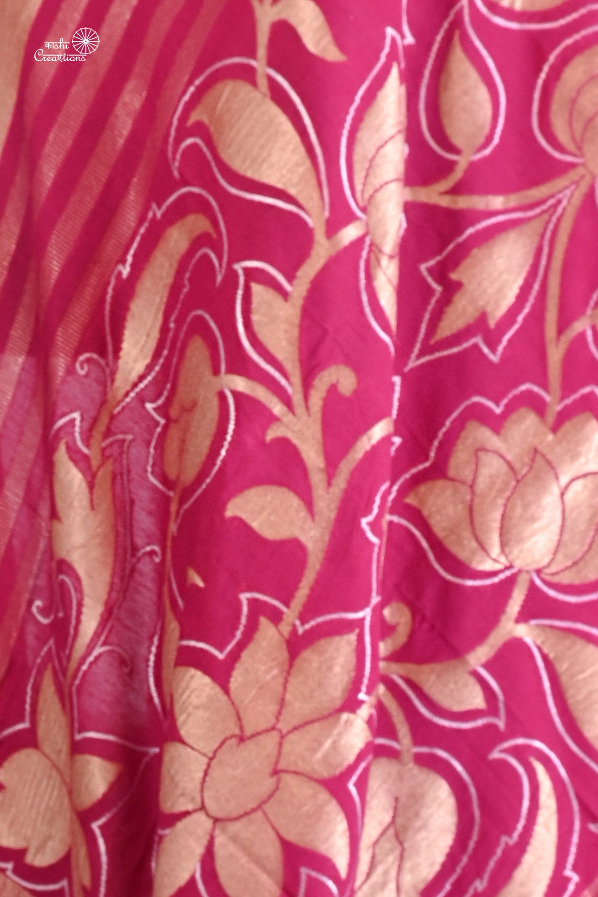 Rani Pink Pure Munga Silk Handloom Banarasi Dupatta