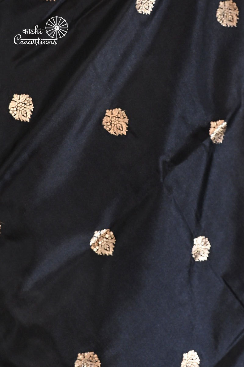 Black Pure Katan Silk Handloom Banarasi Dupatta