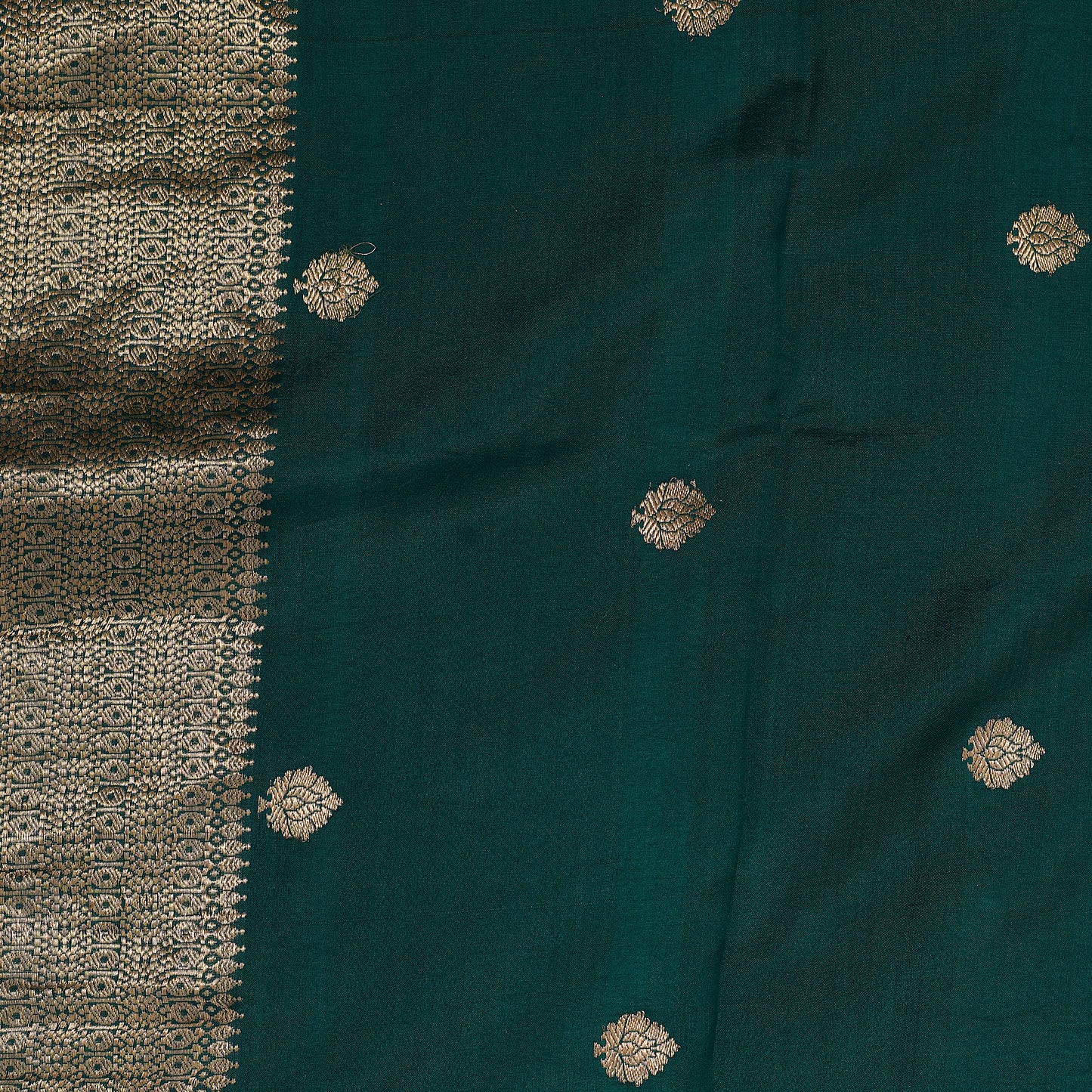 Peacock Blue Pure Chinya Silk Suit with Pure Kora Silk Dupatta