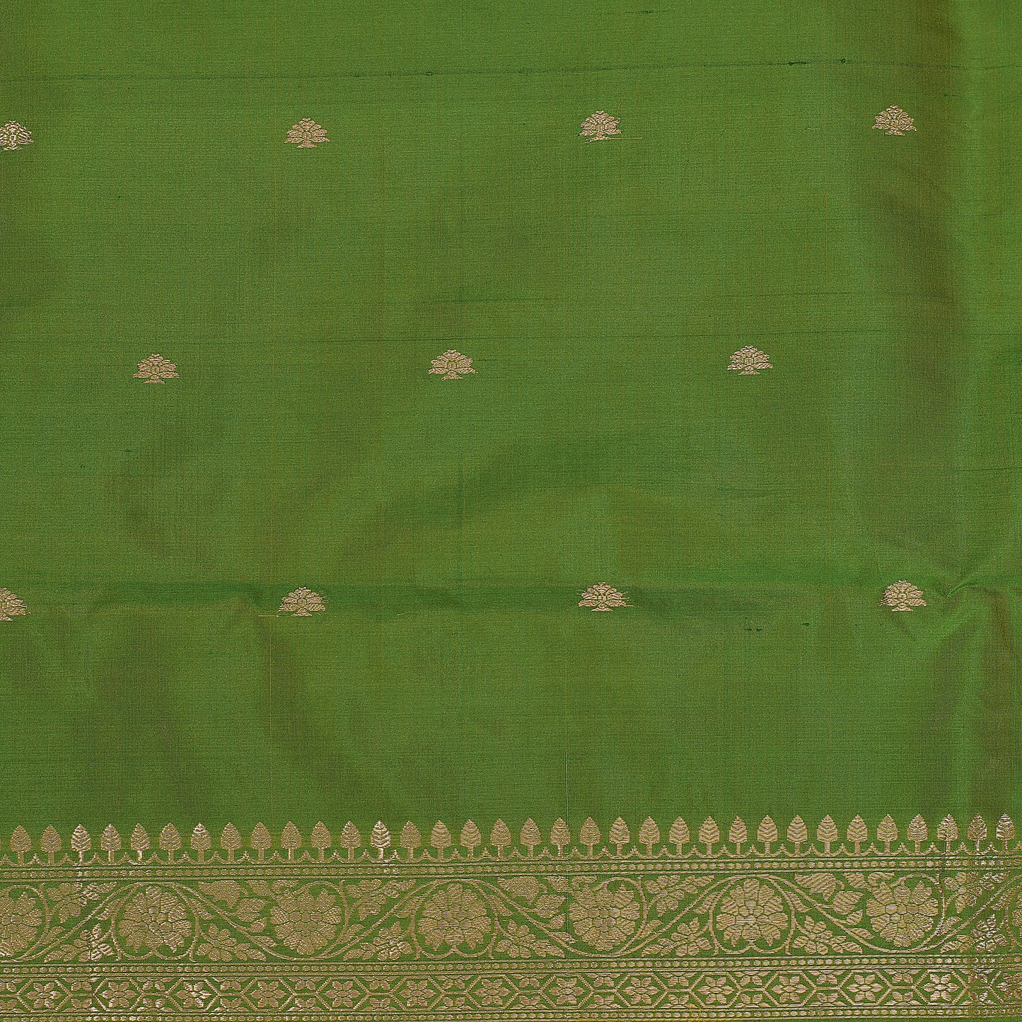 Bright Green Pure Katan Silk Jungla Handloom Banarasi Suit Set