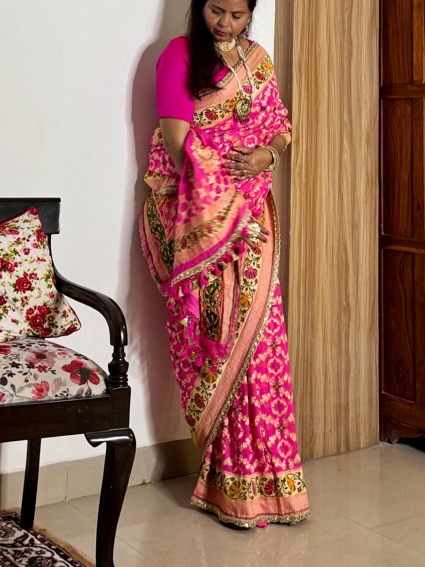 Pink Pure Khaddi Georgette Handloom Banarasi Saree