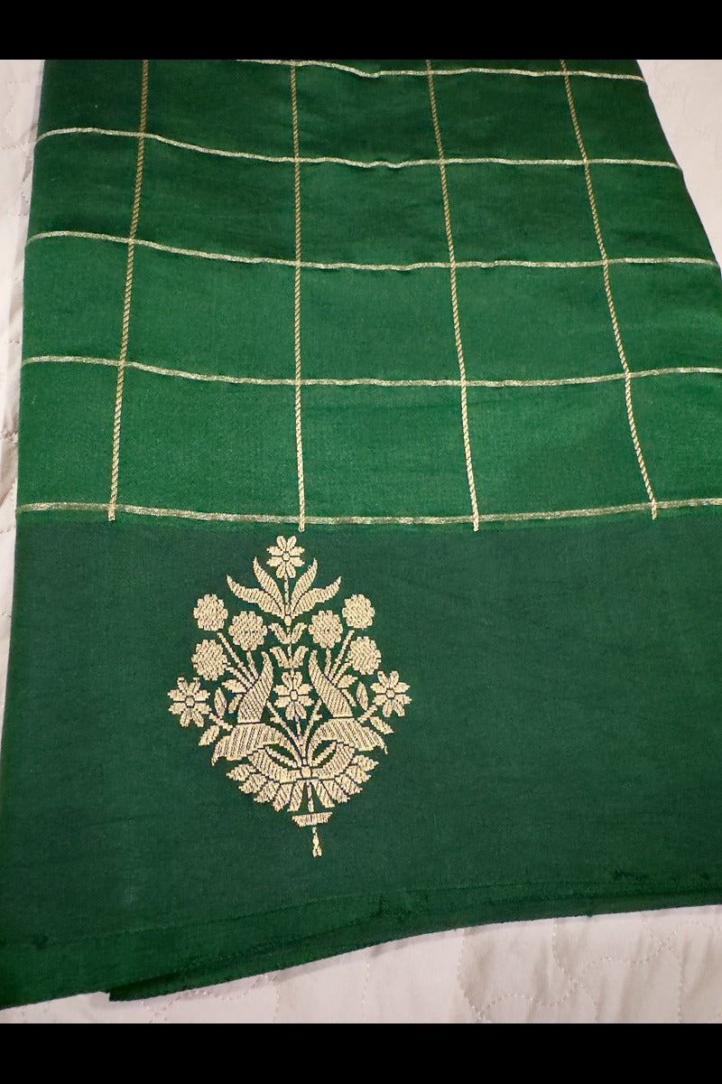 Green Pure Katan Silk Handwoven Banarasi Saree