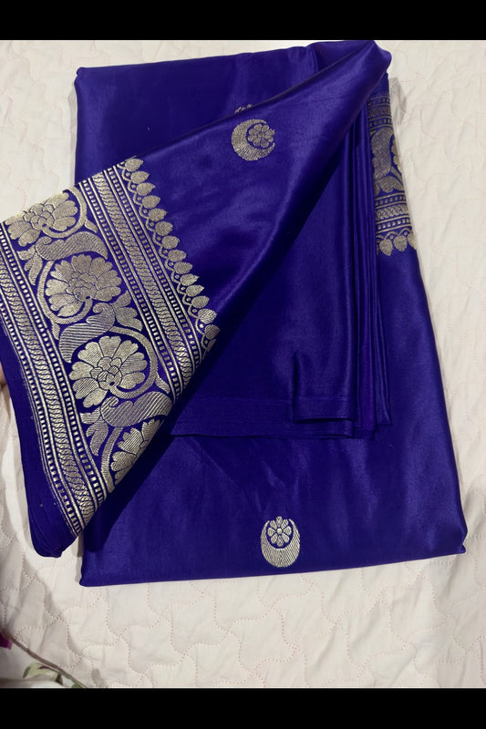 Purple Pure Mashru Silk Handwoven Banarasi Saree