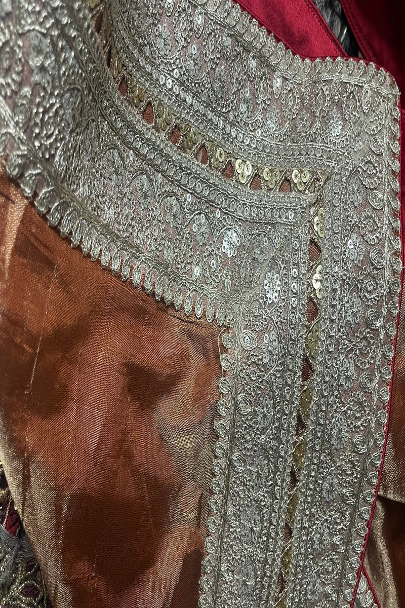 Brown Golden Pure Tissue Silk Handwoven Banarsi Saree
