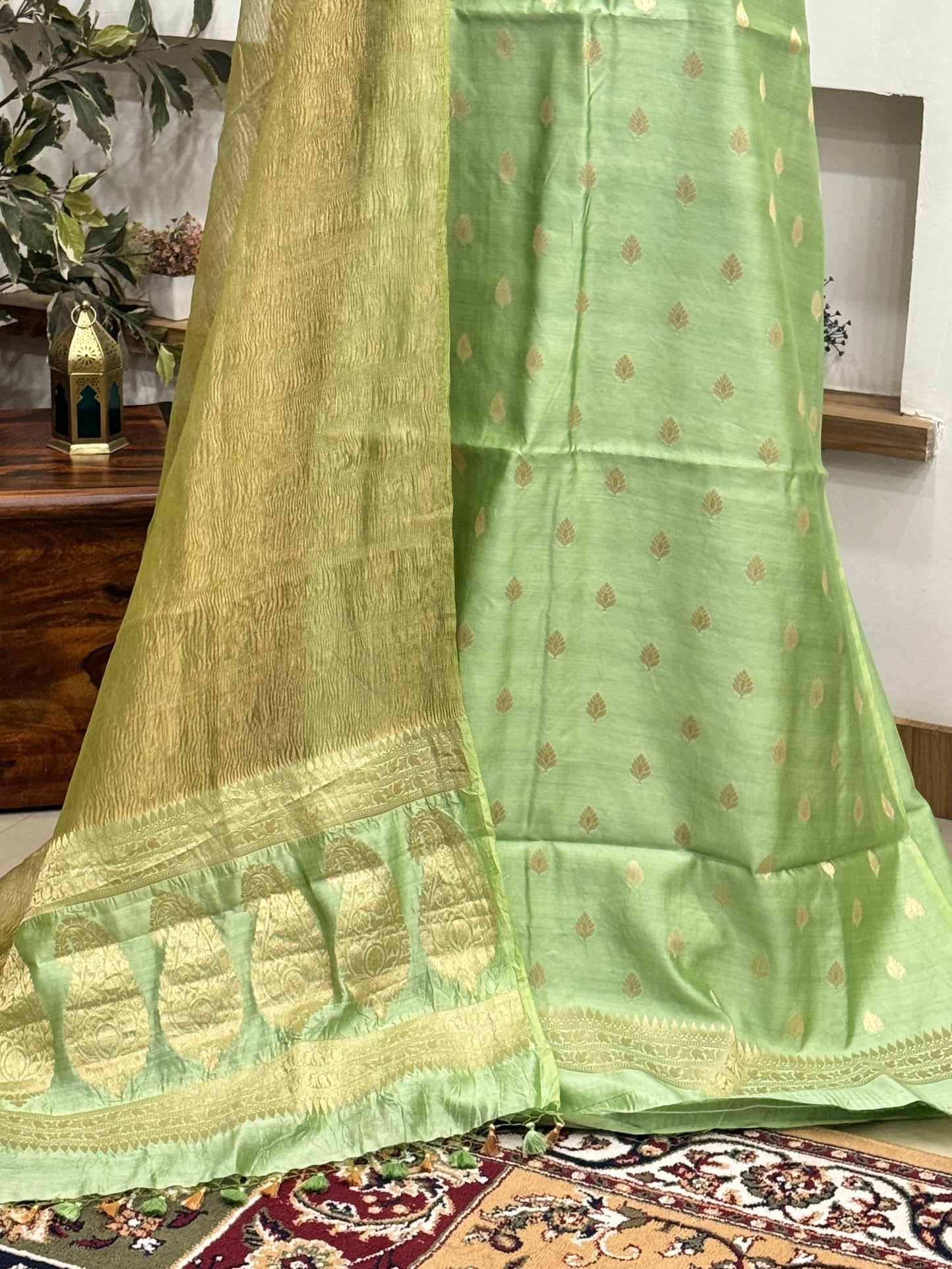 Sage Green Chinya Silk Suit Set