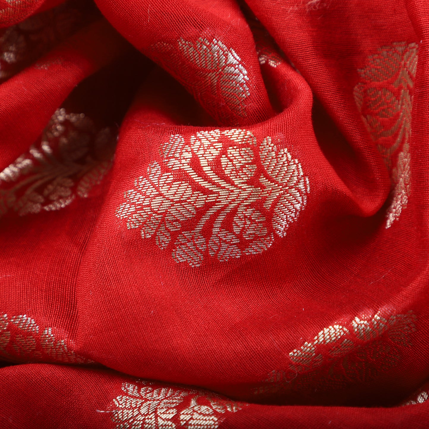 Pure Red Cotton Banarasi Handloom Suit