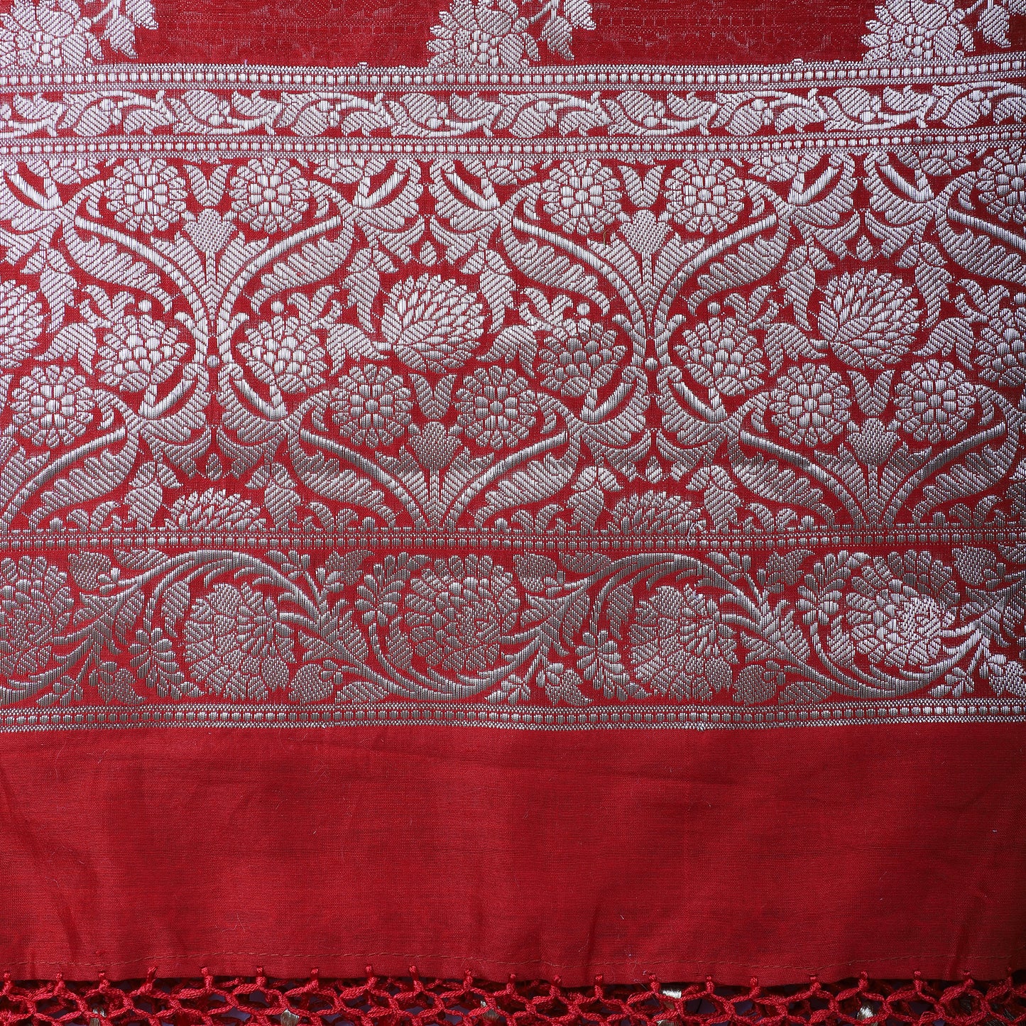 Pure Red Cotton Banarasi Handloom Suit