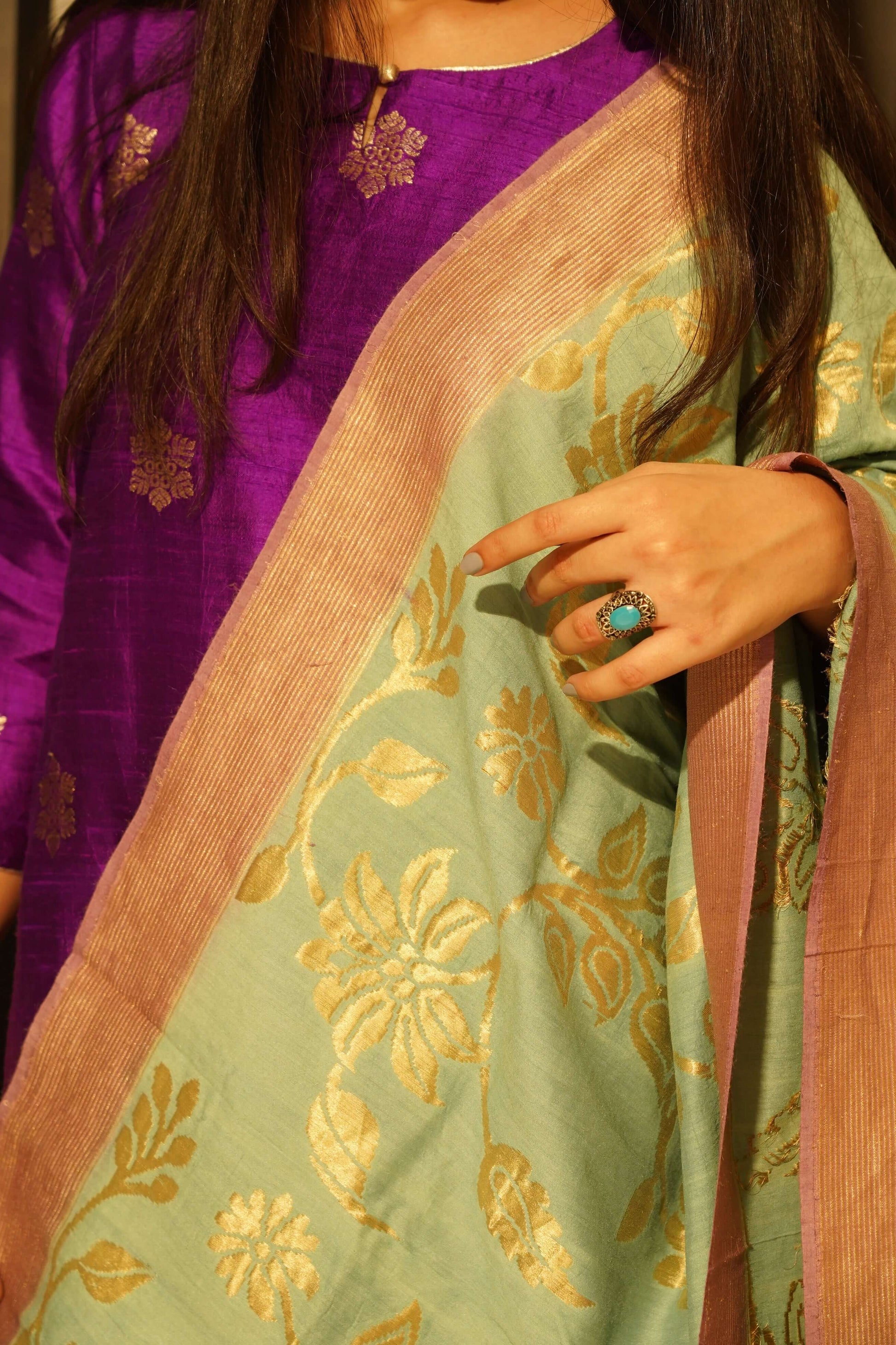 Pure Munga Silk Handloom Banarasi Dupatta