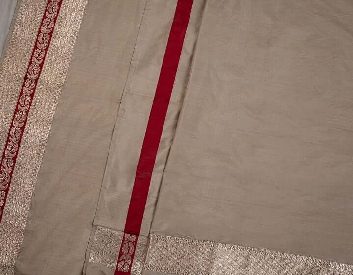 Beige Golden Pure katan silk handwoven banarasi saree