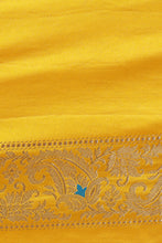 Load image into Gallery viewer, Yellow Pure Mashru Silk Handwoven Banarasi Saree
