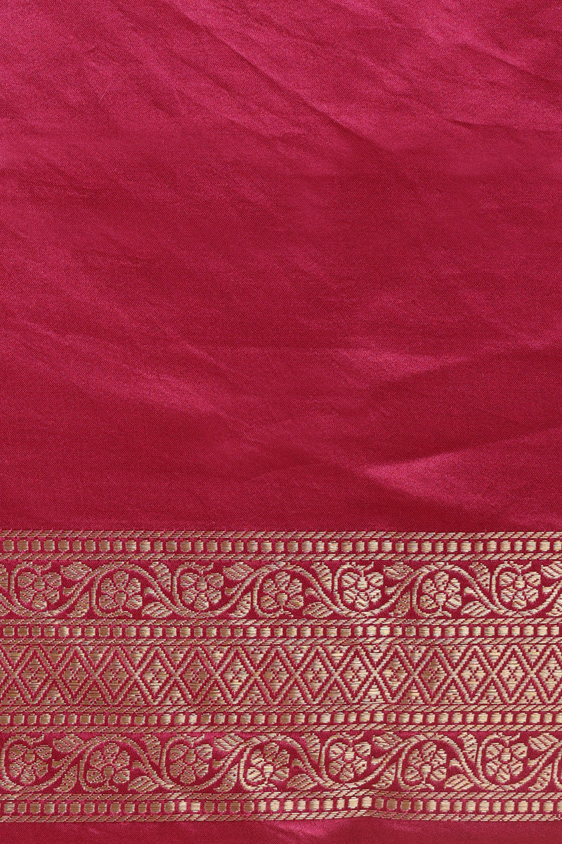 Magenta Pink Pure Mashru Silk Handwoven Banarasi Saree