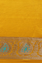 Load image into Gallery viewer, Mustard Yelllow Pure Mashru Silk Handwoven Banarasi Saree

