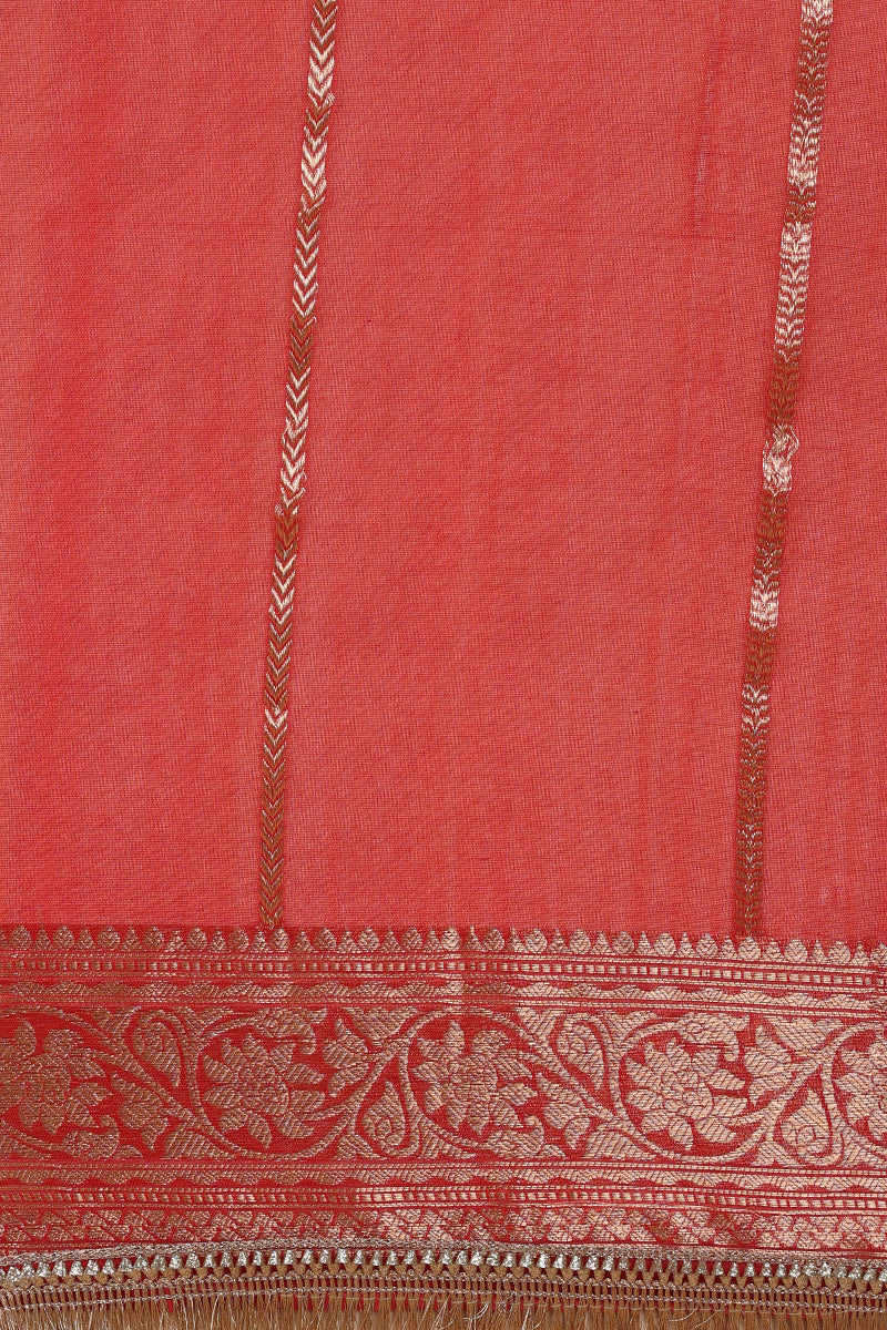 Red Golden Pure Tissue Silk Handwoven Banarasi Saree