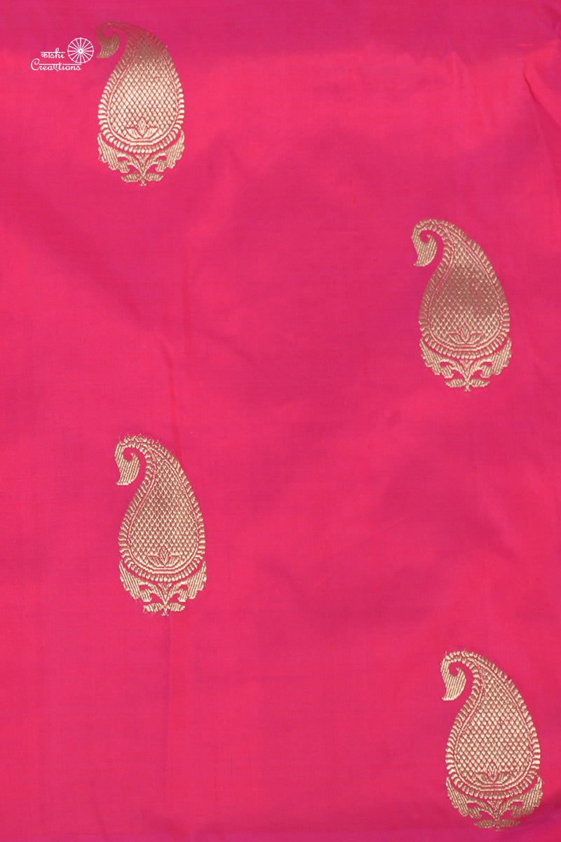 Magenta Pink Pure Mashru Silk Handwoven Banarasi Saree