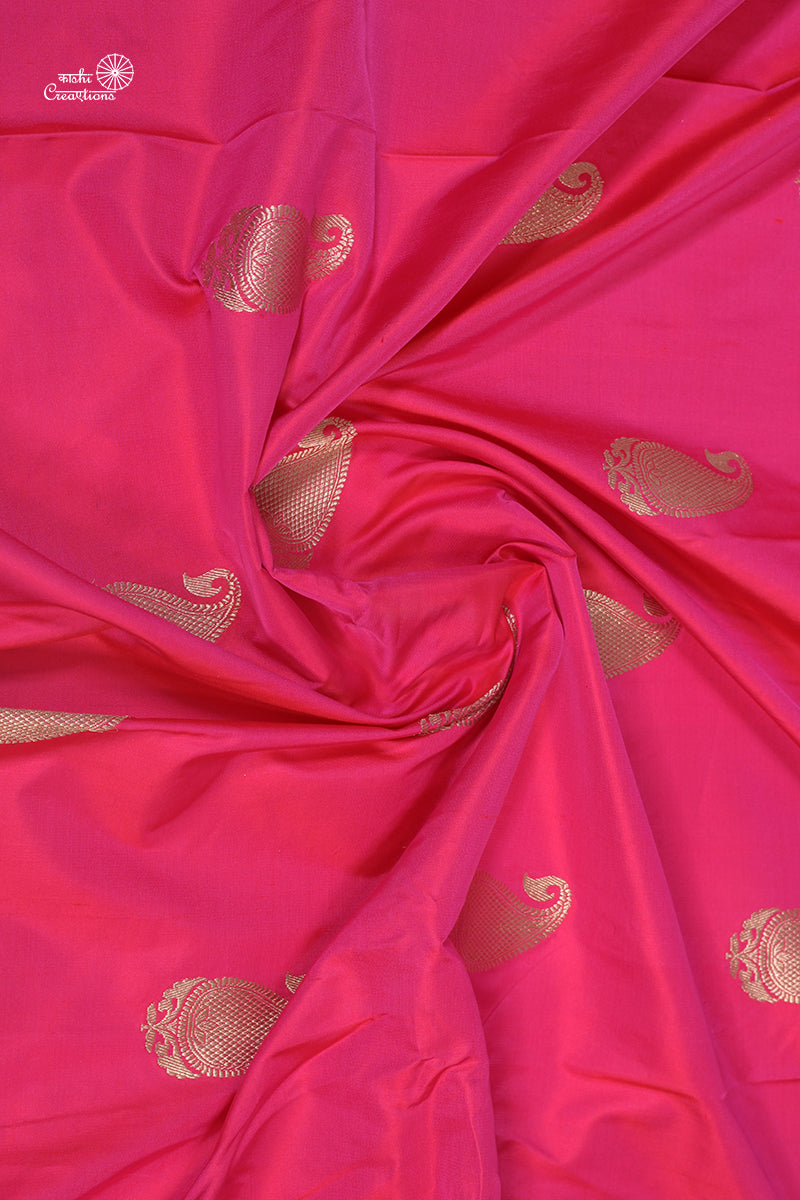 Magenta Pink Pure Mashru Silk Handwoven Banarasi Saree