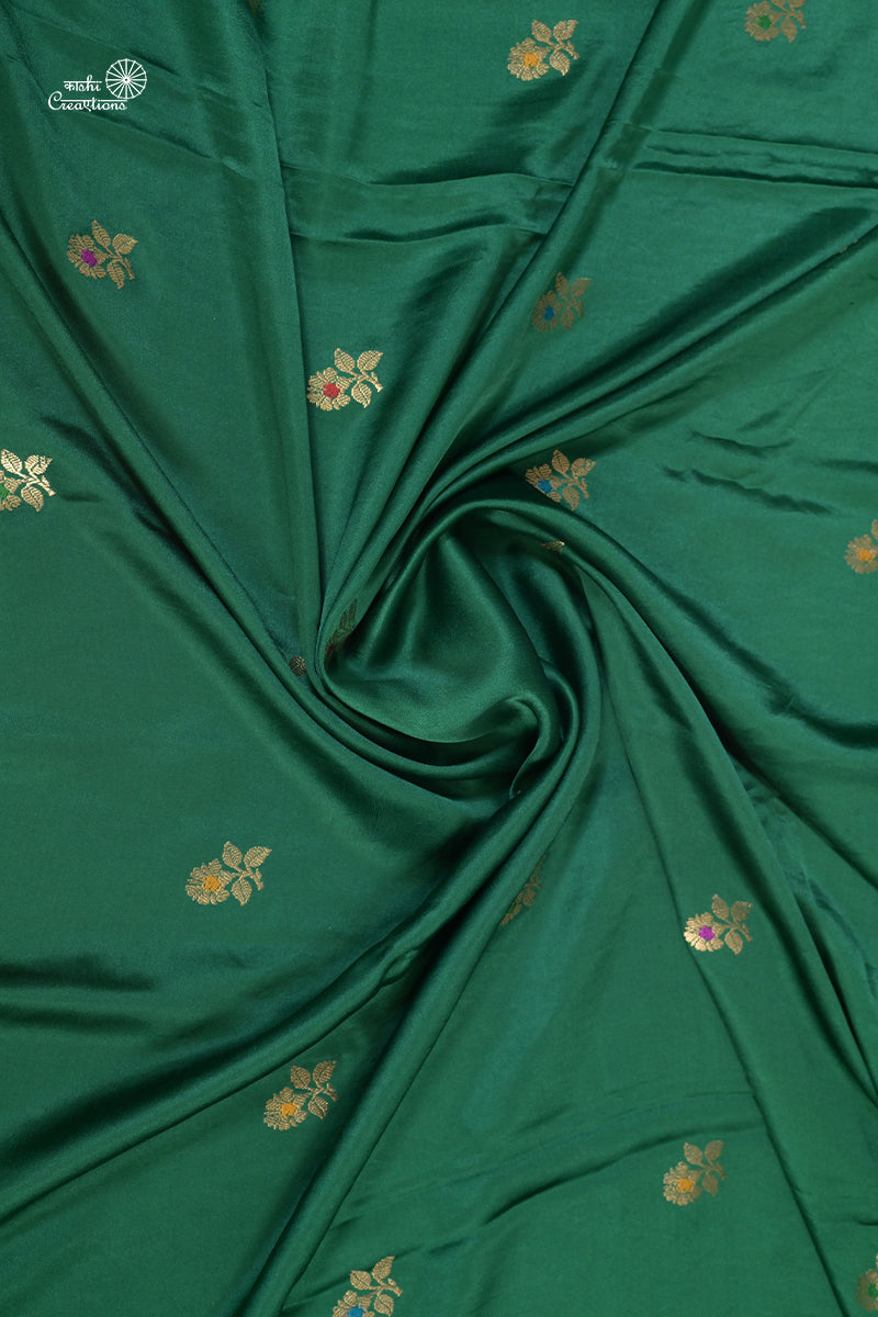 Green Blue Pure Mashru Silk Handwoven Banarasi Saree