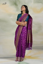 Load image into Gallery viewer, Purple Pure Katan Silk Handloom Banarasi Saree

