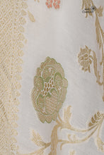 Load image into Gallery viewer, Off White Pure Munga Silk Handloom Bnarasi Suit with Meenakari
