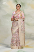 Load image into Gallery viewer, Light Lavender Pure Kora Silk Jungle Handwoven Banarasi Saree
