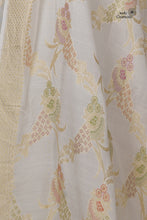 Load image into Gallery viewer, Off White Pure Munga Silk Handloom Banarasi Suit Set with Meenakari
