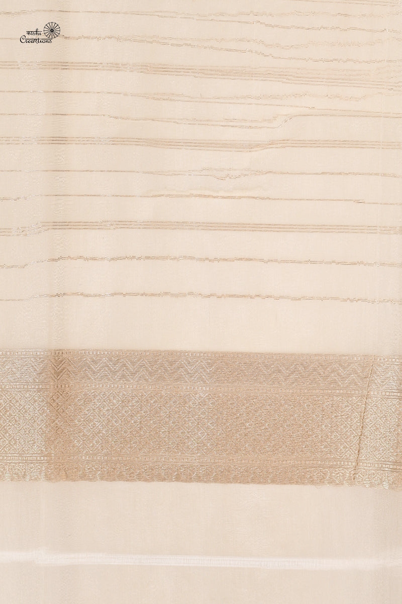 Off White Pure Kora Silk Jamdani Handwoven Saree