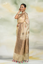 Load image into Gallery viewer, Off white Golden Pure Tissue Kora Handwoven Banarasi Saree
