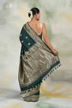 Load image into Gallery viewer, Bottle Greeen Pure Katan Silk Handloom Banarasi Saree
