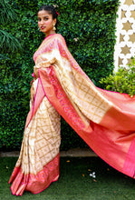 Load image into Gallery viewer, Cream and Pink Pure Silk Handloom Patola Saree

