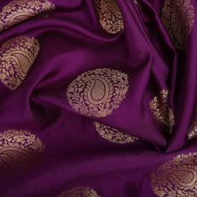 Load image into Gallery viewer, Deep Purple Chiniya Silk Handloom Banarasi Saree
