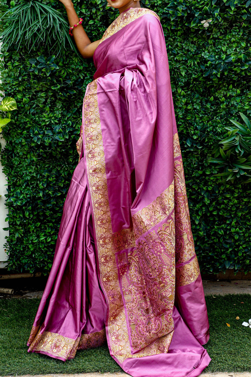 Light Purple Tazeb Katan Silk Handloom Saree