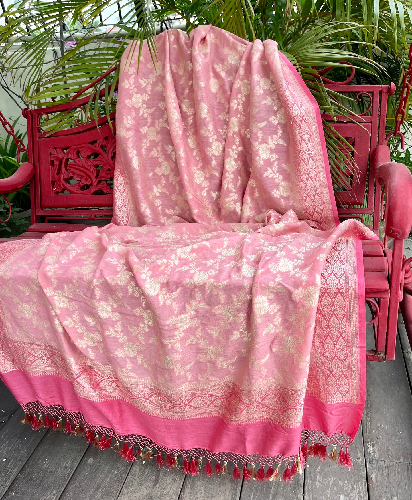 Pastel Pink Peach Pure Munga Silk Handwoven Cutwork Suit Set