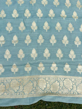 Load image into Gallery viewer, Powder Blue Pure Munga Silk Handwoven Banarasi Suit Set

