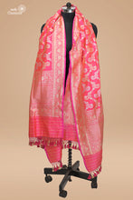 Load image into Gallery viewer, Rani Pink Pure Katan Silk khadwa Jungla Banarasi Dupatta

