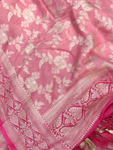 Load image into Gallery viewer, Pastel Pink Peach Pure Munga Silk Handwoven Cutwork Suit Set
