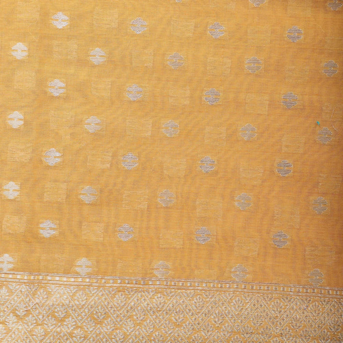 Mango Yellow Silk Cotton Jamdani Handoom Banarasi Suit