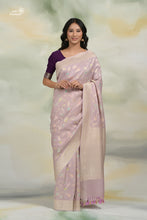 Load image into Gallery viewer, Lavender Pure Tussar Georgette Jungla Handloom Banarasi Saree with Meenakari
