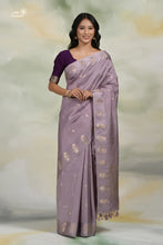 Load image into Gallery viewer, Lavender Pure Katan Silk Handloom Banarasi Saree with Satin Border with Meenakari
