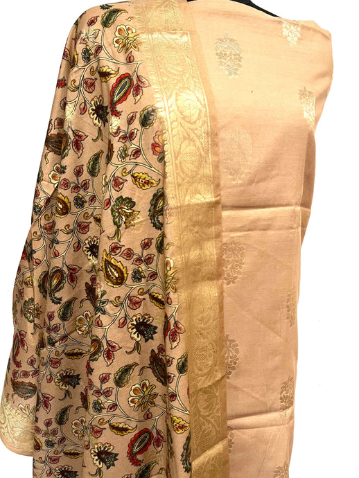 Light brown Banarasi Handloom Suit with Digital Print Dupatta