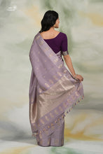 Load image into Gallery viewer, Lavender Pure Katan Silk Handloom Banarasi Saree with Satin Border with Meenakari
