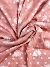 Load image into Gallery viewer, Dusty Rose Pure Munga Silk Handwoven Banarasi Cutwork Suit Set

